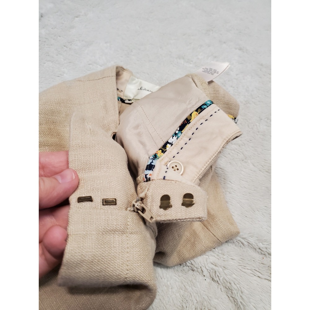 Elevenses Anthropologie Cream Linen Blend Cropped Pant 2 Capsule Boho Minimalist - Picture 3 of 11